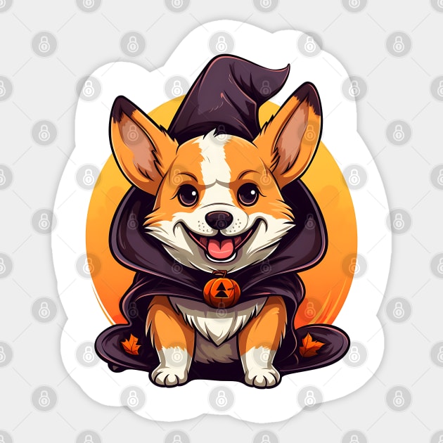 Halloween Pembroke Welsh Corgi Dog #1 Sticker by Chromatic Fusion Studio